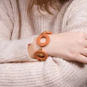 31.5mm Acrylic Flat Round Link - Burnt orange x1