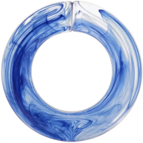 31.5mm Round flat transparent acrylic link - Dark blue marble x1