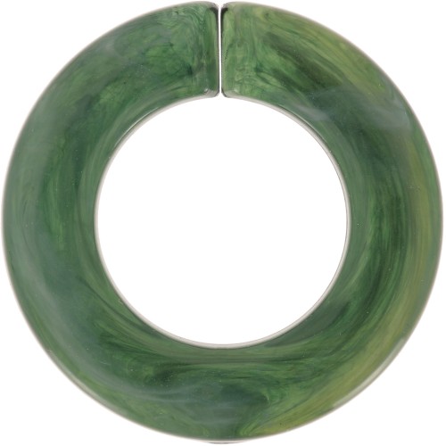 31.5mm Round flat transparent acrylic link - Dark green marbled x1
