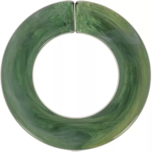 31.5mm Round flat transparent acrylic link - Dark green marbled x1