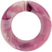 31.5mm Round flat transparent acrylic link - Raspberry Marble - White x1