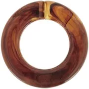 31.5mm Round flat transparent acrylic link - Dark brown marble x1