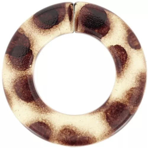 31.5mm Round flat transparent acrylic link - Leopard print - Brown - Beige x1