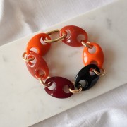 32x23mm Acrylic Coffee Bean Link - Marbled Orange x1