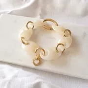 32x23mm Acrylic Coffee Bean Link - Ecru x1