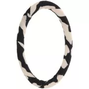 57x36mm oval plastic link covered with fabric - Black - Beige x1