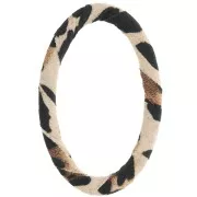 57x36mm oval plastic link covered with fabric - Leopard Brown - Beige x1