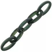 35x19mm Oval Clear Acrylic Link - Marbled Dark Green x1