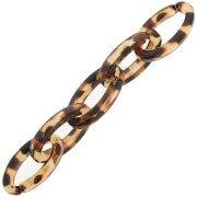 35x19mm Oval Clear Acrylic Link - Leopard Brown - Black x1|raw }}