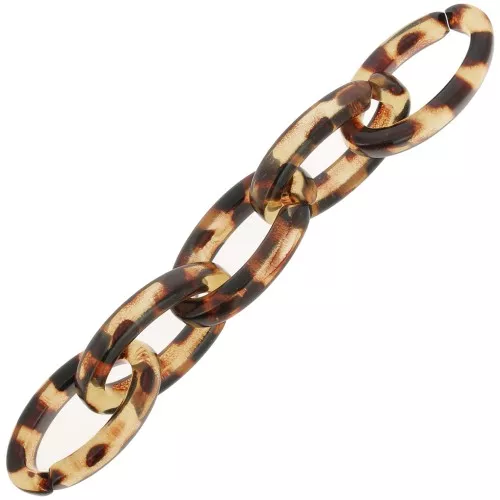 35x19mm Oval Clear Acrylic Link - Leopard Brown - Black x1