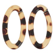 35x19mm Oval Clear Acrylic Link - Leopard Brown - Black x1