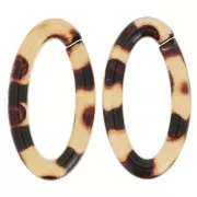 35x19mm Oval Clear Acrylic Link - Leopard Brown - Black x1