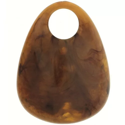 38x29mm Acrylic Drop Pendant - Marbled Brown x1