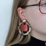 38x29mm Acrylic Drop Pendant - Marbled Green x1