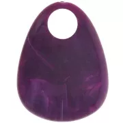 38x29mm Acrylic Drop Pendant - Marbled Plum x1