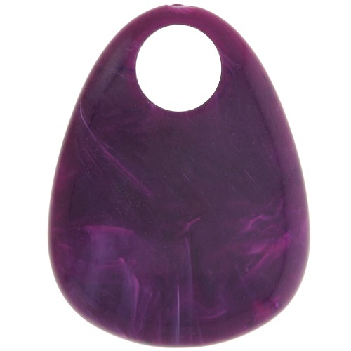 38x29mm Acrylic Drop Pendant - Marbled Plum x1
