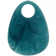 38x29mm Acrylic Drop Pendant - Marbled Petrol Blue x1