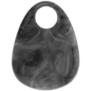 38x29mm Acrylic Drop Pendant - Marbled Dark Grey x1