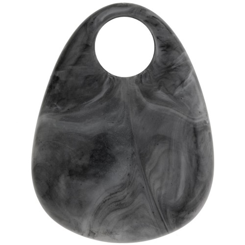 38x29mm Acrylic Drop Pendant - Marbled Dark Grey x1