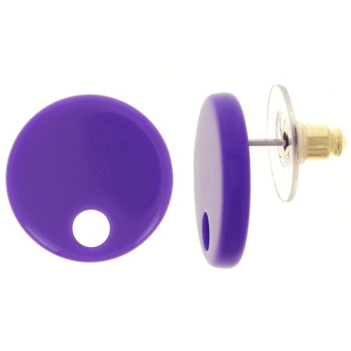18 mm round acrylic earstuds - Dark purple x2