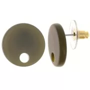18 mm round acrylic earstuds - Khaki x2