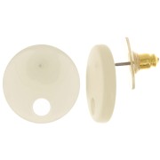 18 mm round acrylic earstuds - Ecru x2