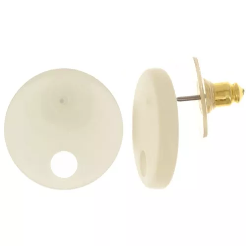 18 mm round acrylic earstuds - Ecru x2