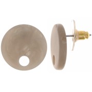 18 mm round acrylic earstuds - Marbled Taupe x2|raw }}