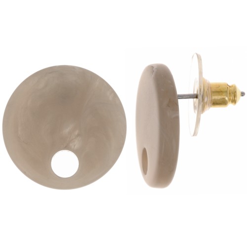 18 mm round acrylic earstuds - Marbled Taupe x2