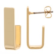 19x5mm Rectangle Ear Studs - Gold Tone x2