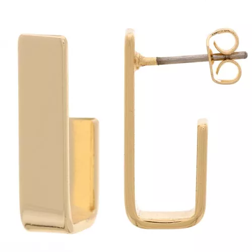 19x5mm Rectangle Ear Studs - Gold Tone x2