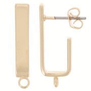 22x3.6mm Rectangular Ear Studs with a closed ring - Gold Tone x2|raw }}