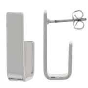 19x5mm Rectangle Ear Studs - Rhodium x2
