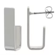 19x5mm Rectangle Ear Studs - Rhodium x2