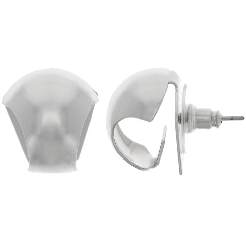 17x16mm Curved Ear Studs for pendants - Rhodium x2