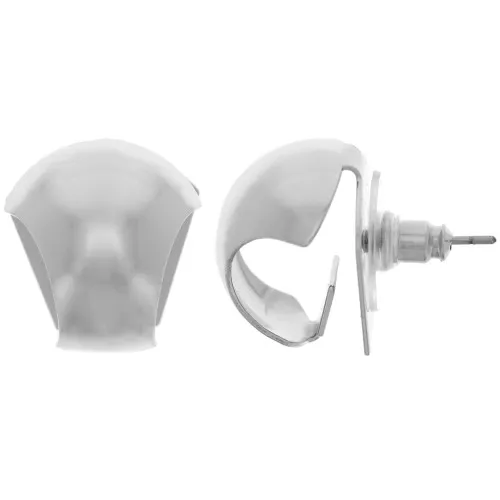 17x16mm Curved Ear Studs for pendants - Rhodium x2