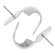 17x16mm Curved Ear Studs for pendants - Rhodium x2