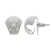 15x14mm Curved Ear Studs for pendants - Rhodium x2