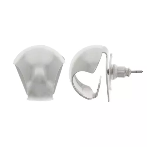 15x14mm Curved Ear Studs for pendants - Rhodium x2