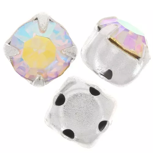 Chatons montés 4mm Crystal AB x10