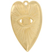 39x24mm Heart pendant with eye pattern for 4mm cabochon - Fine Gold plated x1|raw }}