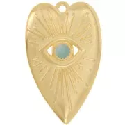 39x24mm Heart pendant with eye pattern for 4mm cabochon - Fine Gold plated x1