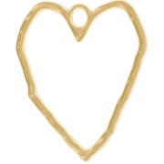 35x29mm Hollow hammered Heart Pendant - Fine Gold plated x1
