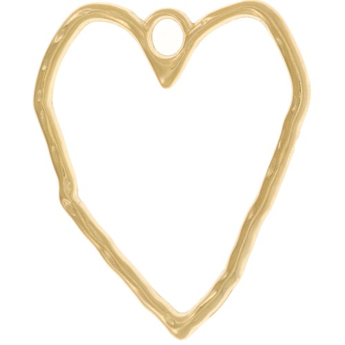 35x29mm Hollow hammered Heart Pendant - Fine Gold plated x1