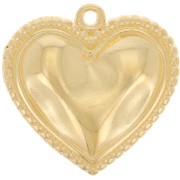 21mm Crumpled effect heart pendant - Fine Gold plated x1