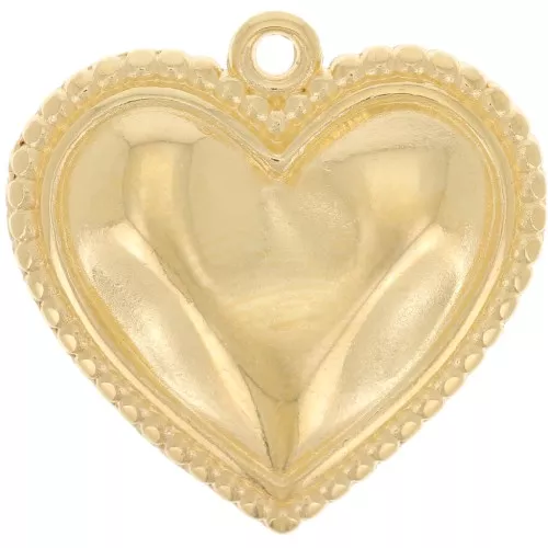 21mm Crumpled effect heart pendant - Fine Gold plated x1