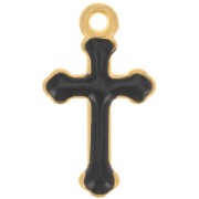 19x11mm epoxy resin Cross Charm - Fine Gold Tone - Black x1|raw }}