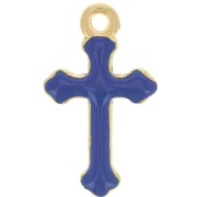 19x11mm epoxy resin Cross Charm - Fine Gold Tone - Dark Blue x1|raw }}