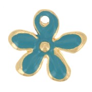 12.5x14mm Flower charm in epoxy resin - Fine Gold plated - Turquoise x1|raw }}