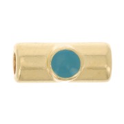 10x4mm Tube bead with epoxy resin - Fine Gold plated - Turquoise x1|raw }}